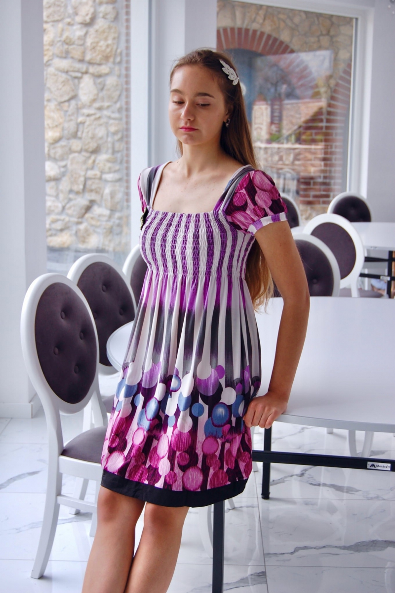 Sukienka krótka Wzory Fioletowa Rokado