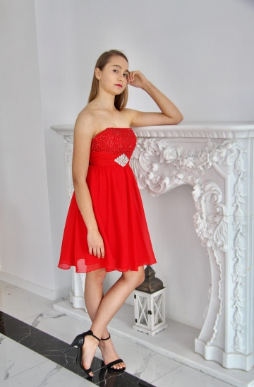 Sukienka balowa Czerwona DIANA Rokado