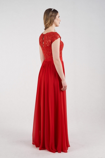 Sukienka długa z krótkim rękawem DOR czerwona
